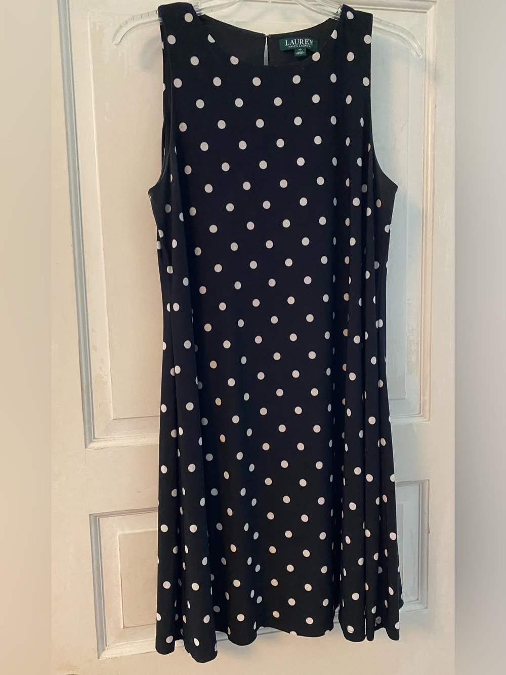 Women’s Ralph Lauren Dark Navy Blue Polka Dot Dress, Size 10